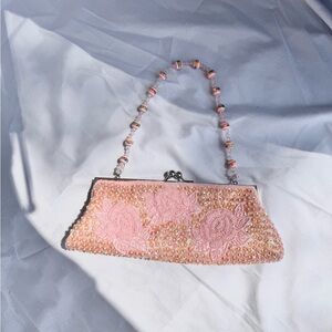 Elegant Pink Beaded Clutch